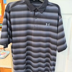 Under Armour Men's Black Striped Polo Shirt